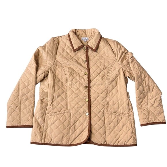 Joan Rivers Jackets & Blazers - Joan Rivers Quilted Barn Jacket Khaki Brown Corduroy Detail Faux Suede Trim Sz L